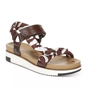 Sam Edelman Ashie Platform Sandals - size 8 - leather with fabric print accents
